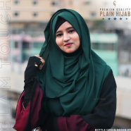 Full Coverage Plain Hijab - Diamond Georgette | Bottle Green image