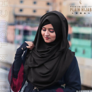 Full Coverage Plain Hijab - Diamond Georgette | Black image
