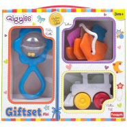 Funskool Giggles Gift Set Mini (COMBO-1) With Rattle Teether Vehicle Multicolor Baby Toy Gift Set For New Born image