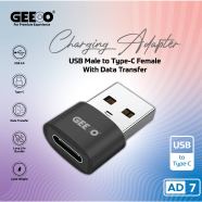 GEEOO AD7 USB GEEOO USB to Type-C Charging Adapter Female to Male with Data Transfer - AD7male to Type-C female Adapter-Any color