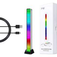 GINGO RGB Voice-Activated Pickup Rhythm Light, 32 Bit Music Level Indicator Voice Sound Control Audio Spectrum RGB LED Light Indicator Car Desktop LED Light for Vehicles Recreation Place image