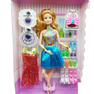 GIRL ANGEL Wonderful Barbie Toy With Dress and Accessories For Kids and Girls (barbie_shoe_dress_ear_skyblue) - Sky Blue icon