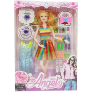 GIRL ANGEL Wonderful Barbie Toy With Dress and Accessories For Kids and Girls (barbie_shoe_dress_ear_rainbow) - Rainbow icon