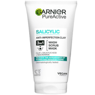 Garnier Pure Active 3‑In‑1 Clay Wash, Scrub And Mask 150ml image