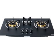 Gazi TG-203 Smiss Tampered Glass Brass Burner NG Gas Stove image