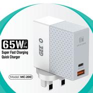 Geeoo MC-200 65W PD Dual Port Wall Charger with PD Cable image
