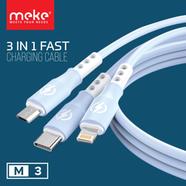 Meke M3 3-in-1 Soft Skin 6A Charging Cable-Blue