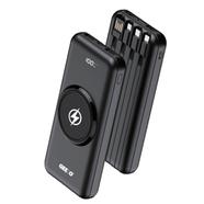 Geeoo P320 10,000mAh Wireless Power Bank with Attached Cable-Black