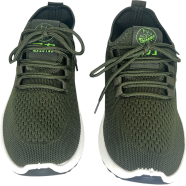 Gents Olive Color Mesh Knitting Lightweight Breathable Slip On Walking Shoes Casual Comfortable Workout Sneakers image