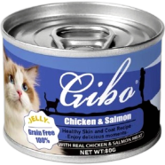 Giba Cat Can Food Jelly - Chicken and Salmon 80g | Healthy Skin and Coat Recipe image