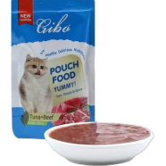Giba Cat Pouch Food - Tuna and Beef Gravy For All Age Cats 85g | Cat Wet Food (Shreds in Gravy) image