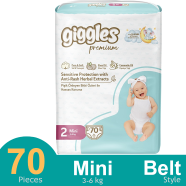Giggles Premium Belt System Diaper Anti Rash (Mini) (3-6 Kg) (70 Pcs) image