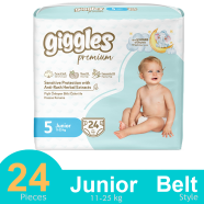 Giggles Premium Belt System Baby Diaper (Junior) (11-25 Kg) (24 Pcs) image