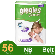 Giggles Premium Belt System Diaper (Newborn) (2-5 Kg) (56 Pcs) image