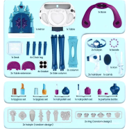 Girls pretend play dressing table toy set with makeup kits and many more accessories automatic door open by sensor light and music 35 pcs