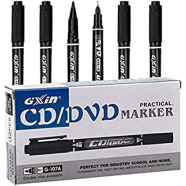 Gixin CD/DVD/OHP Marker Pen- Black 12 Pcs image