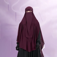 Glam Touch Aania Instant Frill Hijab And Niqab Set | Wine image