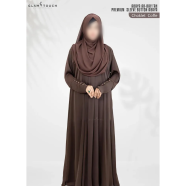 Glam Touch Abaya Ar-Rafi'Ah-Premium Sleeve Button Abaya Chocolate Coffee image