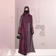 Glam Touch BUSHRAH CONTRAST ABAYA | Wine image