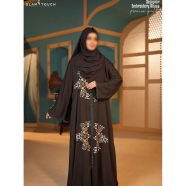 Glam Touch Designer Embroidery Abaya Black image