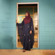 Glam Touch Designer Karchupi Inner Attached Kaftan Abaya image