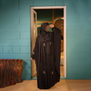 Glam Touch Designer Karchupi Inner Attached Kaftan Abaya image