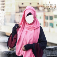 Glam Touch Full Coverage Plain Hijab - Diamond Georgette | Pink image