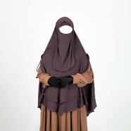 Glam Touch Leya Double Layer Ready Hijab-Niqab Set | Deep Mocha image