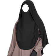 Glam Touch Luna- 2 Layer Hoodie Niqab | Black - (Gt-1868) icon