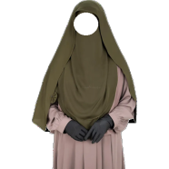 Glam Touch Luna- 2 Layer Hoodie Niqab | Boiled Olive image
