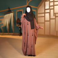 Glam Touch Luxury Designer Karchupi Kaftan Abaya | Mocha image