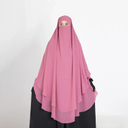 Glam Touch Muhsinat Double Layer Ready Hijab | Baby Pink image