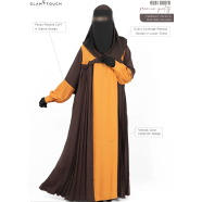 Glam Touch Rubi Contrast Abaya | Chocolate Coffee image