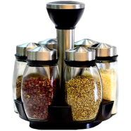 Glass Rotating Spice Jar 6 Pcs set image