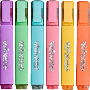 Glitter Highlighter Set – 6 Fluorescent Colors Marker Pens for Journaling, Notes and Study image