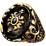 Golden Color Designing Italian Silver Rendom Ring For Men image