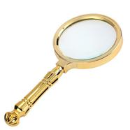 Golden magnifying glass 60mm icon