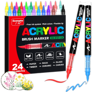 Guangna 12/24 Colors Metallic Paint Marker Pen Set – DIY Craft, Black Card Art, Photo Album Decoration and Graffiti Drawing Pens image