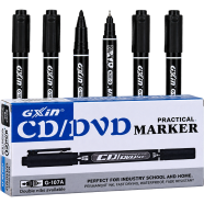 Gxin CD/DVD/OHP Marker Pen- Black 12 Pcs