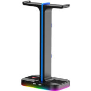 Havit TH650 RGB Headphone Stand with Dual Hanger and 2 USB Ports image