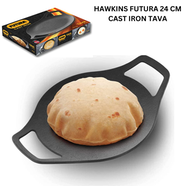 HAWKINS FUTURA 24 CM CAST IRON TAVA, CAST IRON TAWA FOR ROTI, CAST IRON COOKWARE FOR KITCHEN, BLACK image