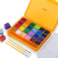 HIMI Gouache Paint Set, 24 Colors x 30ml/1oz with 3 Brushes And a Palette, Unique Jelly Cup Design, Non-Toxic, Guache Paint for Canvas Watercolor Paper - Perfect for Beginners, Students, Artists image
