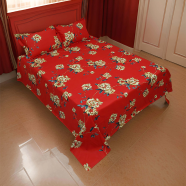 HOMETEX Clematis Red Bed Sheet - HTK10066 image