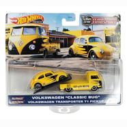 HOT WHEELS Team Transport – Volkswagen “CLASSIC BUG” Volkswagen Transporter T1 pickup #22 – yellow image