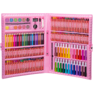 H and B 168 Pcs Deluxe Art Set for Kids, Crayon, Oil Pastel, Color Pencils,Watercolor Markers and More, Art Stationery Set-Pink image