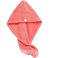 Hair Drying Towel Button Bath Head Turban Hair Towel Wrap -1Pcs icon