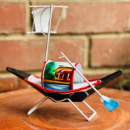 Hand Painted Metal Miniature Replica Boat image