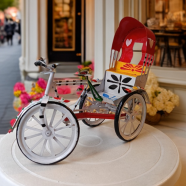 Hand Painted Metal Miniature Replica Rickshaw image