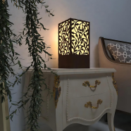 Handmade Wood Lamp | Warm Yellow Bedside Light | Minimalist Japanese Style Design | Perfect Wooden Decor Lamp for Bedroom and Living Room by Ednfy image