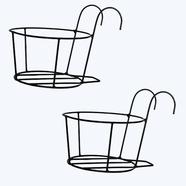 Hanging Flower Pot Railing Hanger Balcony, Terrace Basket -Black image